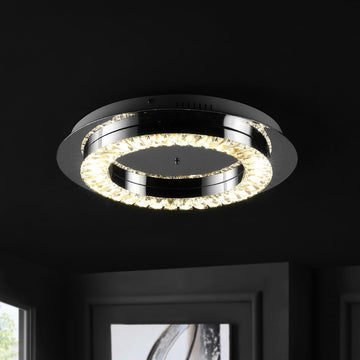 Cristal Integrated Iron/Crystal Glam LED Flush Mount - JONATHAN Y